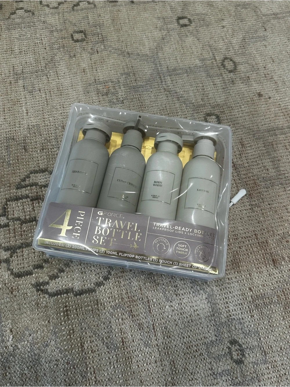 GForce 4-Piece Travel Bottle Set in Neutral